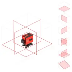 RGK PR-38R с калибровкой - построитель плоскостей 3D (360° / красный луч / 50м с приемником / АКБ)