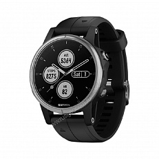 Смарт-часы Garmin Fenix 5S Plus серебристые с черным ремешком