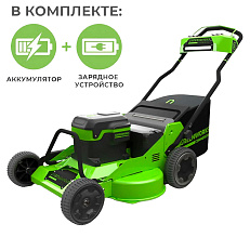 Аккумуляторная газонокосилка самоходная Greenworks 2519207K8 бесщеточная, 82V с АКБ 8 Ач + ЗУ