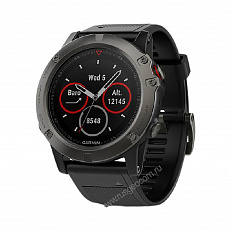 Часы с GPS Garmin Fenix 5X Sapphire серые с черным ремешком