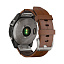 smart Часы Garmin Fenix 7 Sapphire Solar титановый серый с коричневым кожаным ремешком