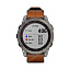 Часы для спорта Garmin Fenix 7 Sapphire Solar титановый серый с коричневым кожаным ремешком