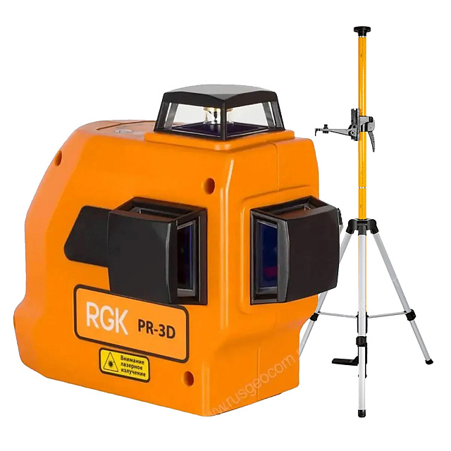 Лазерный уровень RGK PR-3D + штанга-упор RGK CG-2