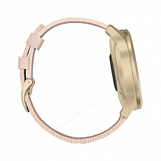 смарт Часы Garmin Vivomove Style светло-золотистый с розовым плетеным нейлоновым ремешком